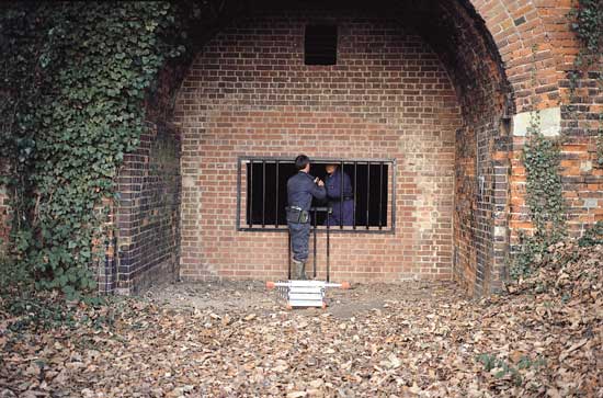 Improving a hibernaculum by reducing the flow of air through a disused railway tunnel.